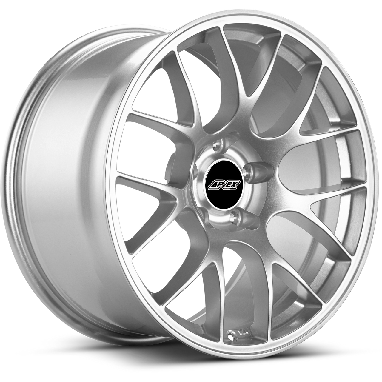 Apex EC-7 18x11 Race Silver flow-formed wheel for Ford Mustang with 5x114.3 bolt pattern and ET52 offset