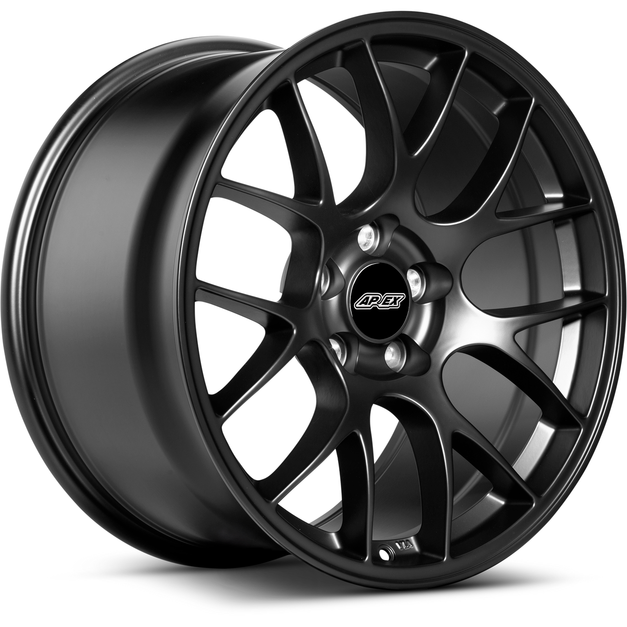 Apex EC-7 18x9.5 Satin Black flow-formed BMW wheel with 5x120 bolt pattern and ET28 offset