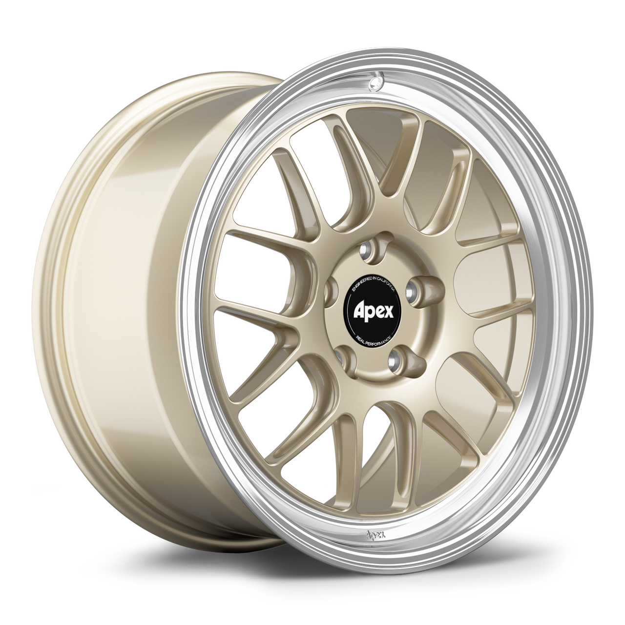 Apex ML-7RT 18x9 forged Porsche wheel in Gloss Motorsport Gold Machined Lip with 5x130 BP and ET46 offset