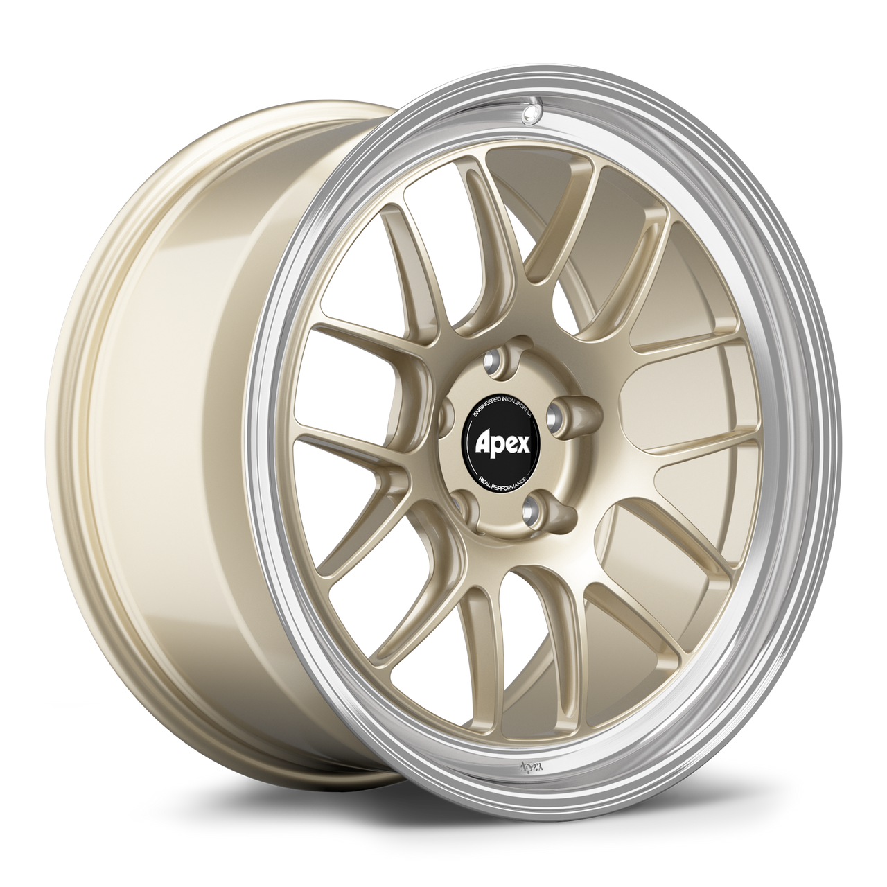 Apex ML-7RT 19x12 forged Porsche wheel in Gloss Motorsport Gold Machined Lip with 5x130 BP and ET63 offset