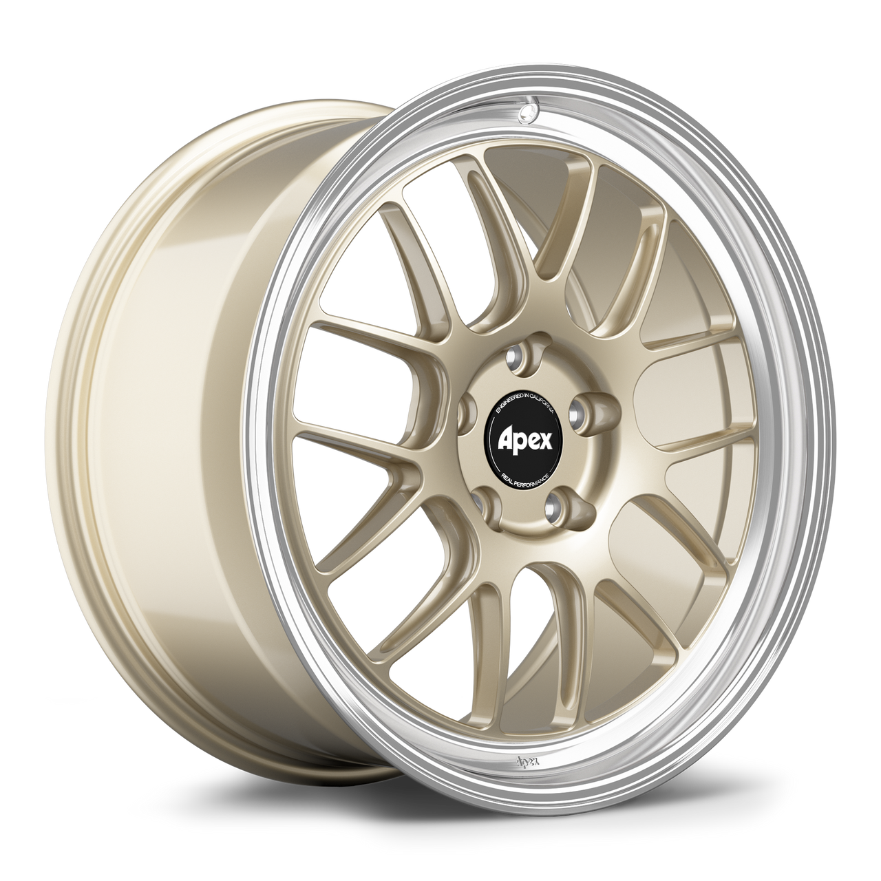 Apex ML-7RT 19x9 forged Porsche wheel in Gloss Motorsport Gold Machined Lip with 5x130 BP and ET50 offset