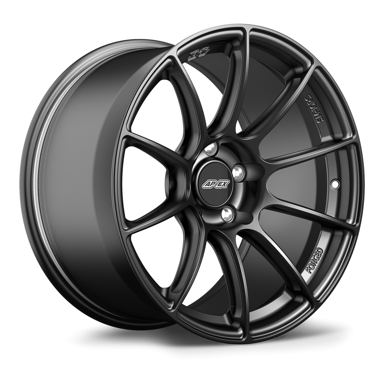 Apex SM-10RS 18x12 Satin Black forged wheel with 5x120.65 bolt pattern and ET42 offset for Chevrolet applications