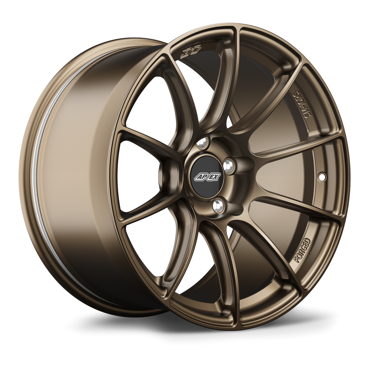 Apex SM-10RS 18x9 forged wheel Satin Bronze finish 5x114.3 bolt pattern ET23 60.1mm center bore SM10RS189ET23-51143-601-NSBZ