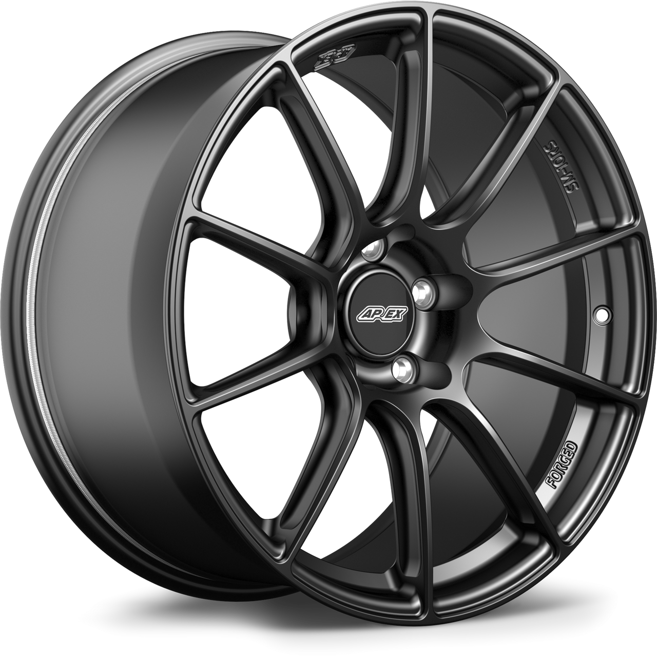 Satin Black Apex SM-10RS Sprint Line forged wheel 19x9.5 with 5x120 bolt pattern and ET28 offset part number SM10RS1995ET28-5120-7256-NSBK