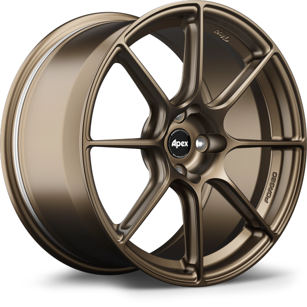 Apex SM-8RS 17x10 forged wheel in Satin Bronze with 4x100 bolt pattern ET43 part number SM8RS1710ET43-4100-541-NSBZ