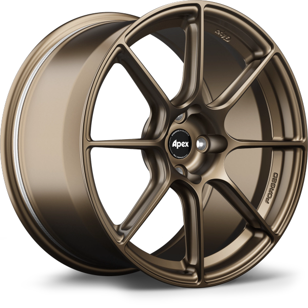 Apex SM-8RS 17x9 forged wheel in Satin Bronze with 4x100 bolt pattern ET45 and 54.1mm center bore part SM8RS179ET45-4100-541-NSBZ