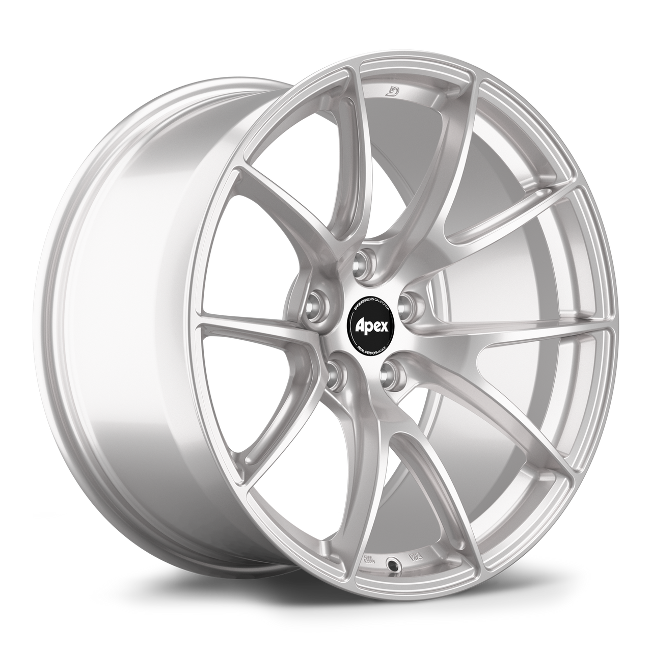 Race Silver Apex VS-5 19x10 wheel with 5x120 bolt pattern, ET25 offset, and 72.56mm center bore part VS51910ET25-5120-7256-RS for performance applications