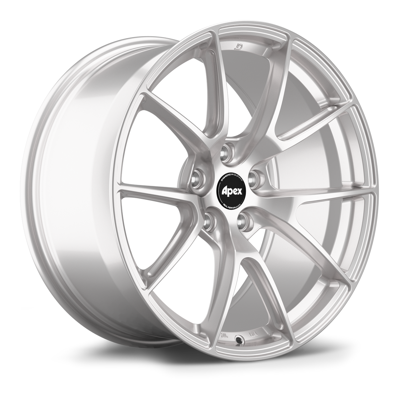 Race Silver Apex VS-5 19x9 inch performance wheel with ultra-concave five-spoke design part VS5199ET30-5120-7256-RS