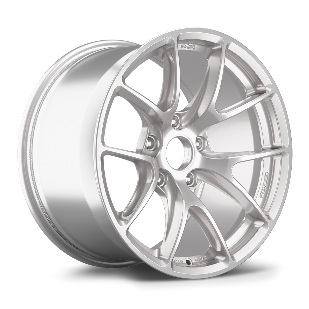 Race Silver Apex VS-5RE 18x10.5 forged wheel featuring deep concave five-spoke design for Porsche Clubsport applications part VS5RE18105ET47-5130-716-CSST-RS