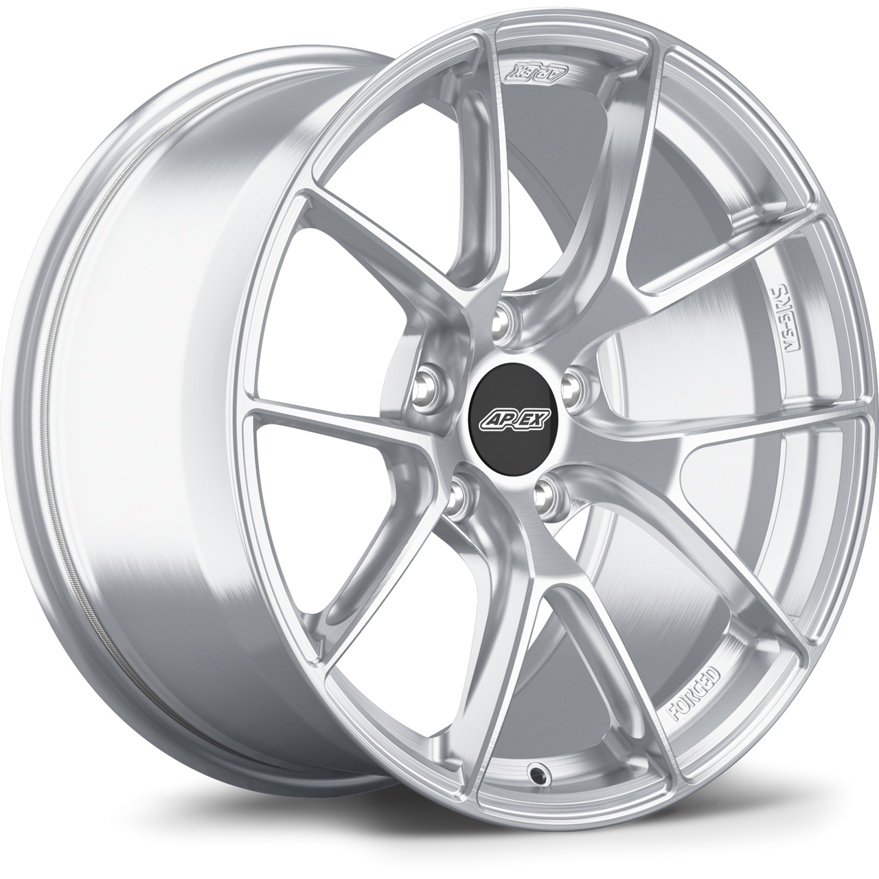 Apex VS-5RS 18x10.5 forged wheel in Brushed Clear with 5x130 bolt pattern and ET44 offset for Porsche applications