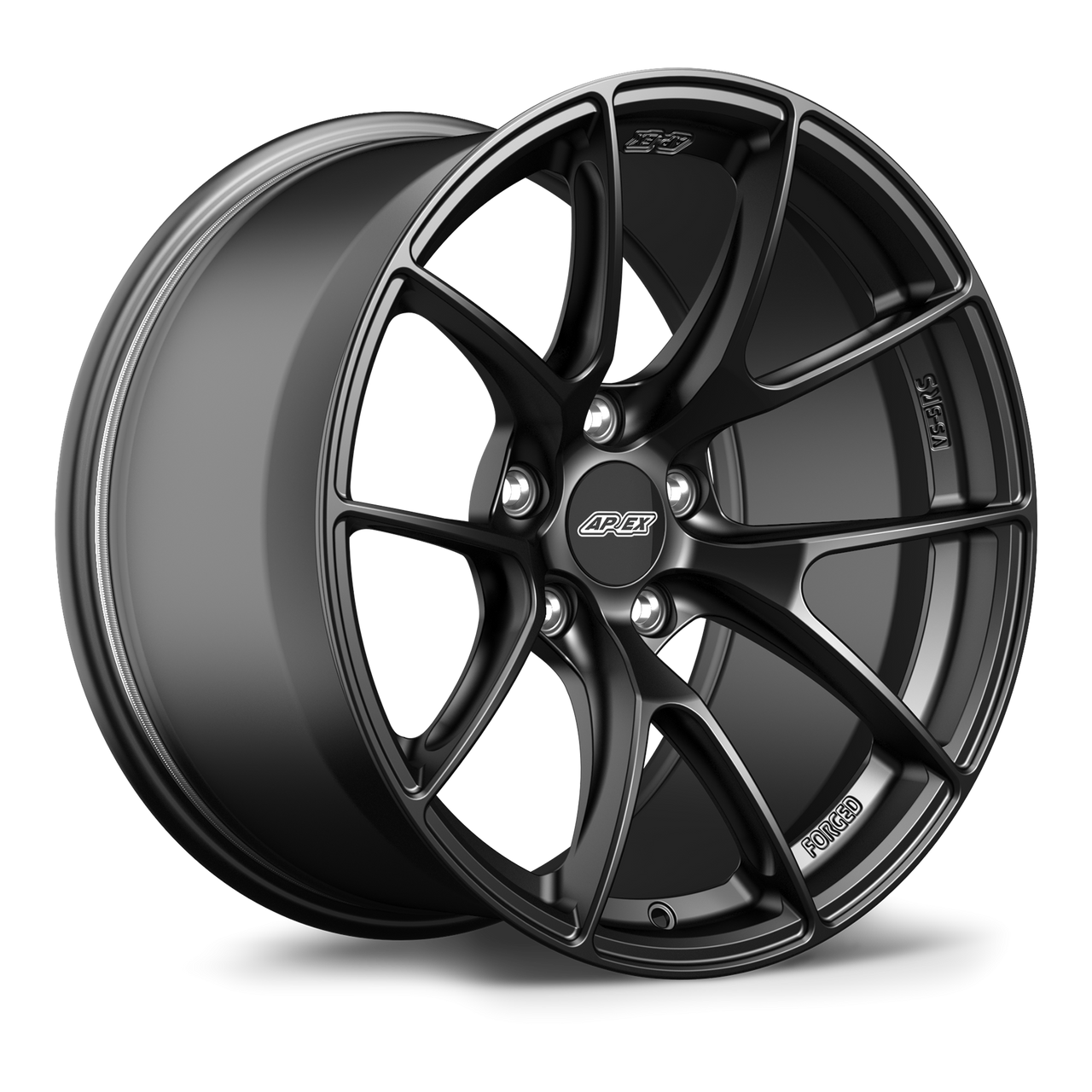 Apex VS-5RS 18x10 forged wheel in Satin Black with 5x120 bolt pattern and ET25 offset for BMW applications
