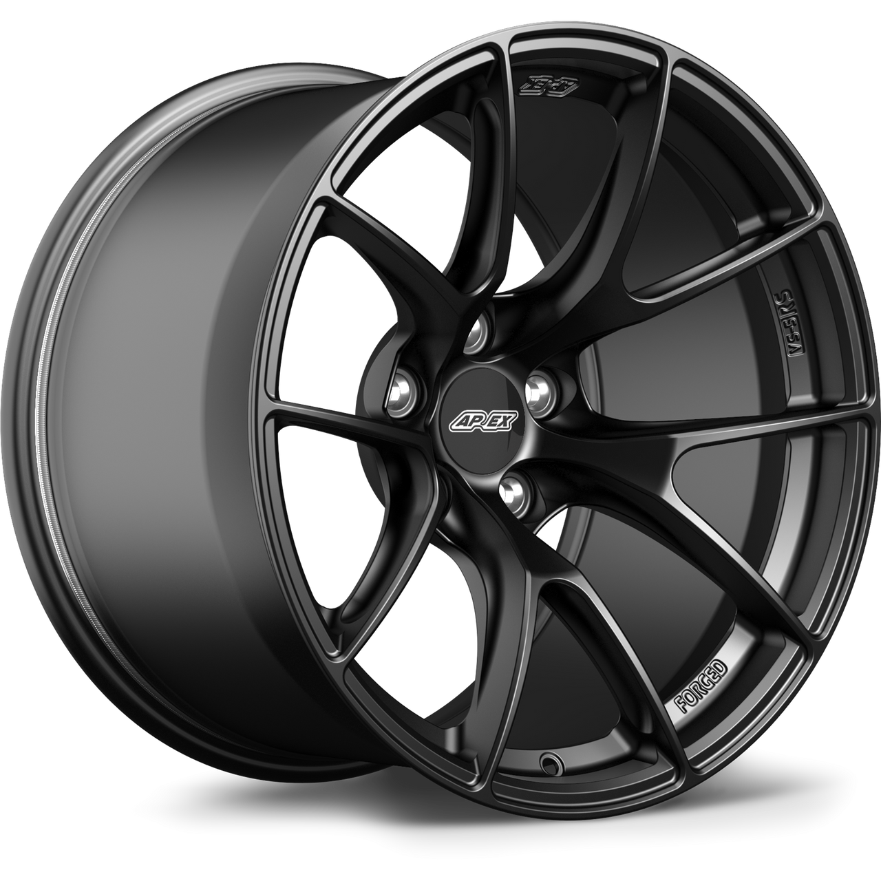 Satin Black Apex VS-5RS forged monoblock wheel 18x11 with 5x120 bolt pattern and ET7 offset for Chevy performance applications VS5RS1811ET7-5120-671-SMBK