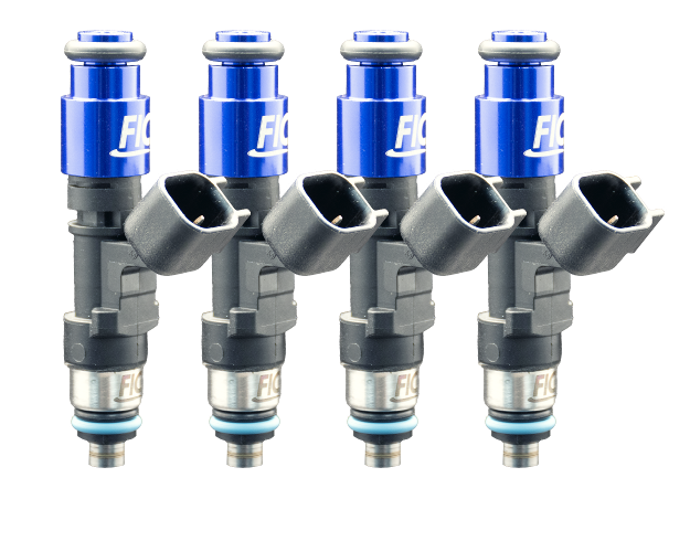 Fuel Injector Clinic 525cc custom four cylinder fuel injector set 64mm 14mm top 11mm bottom O-ring 0525-64-14-11-4