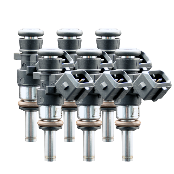 FIC 1200cc SHORT six cylinder fuel injectors with 38mm body 14mm top 14mm bottom O-rings part 1200-38-14-14-6