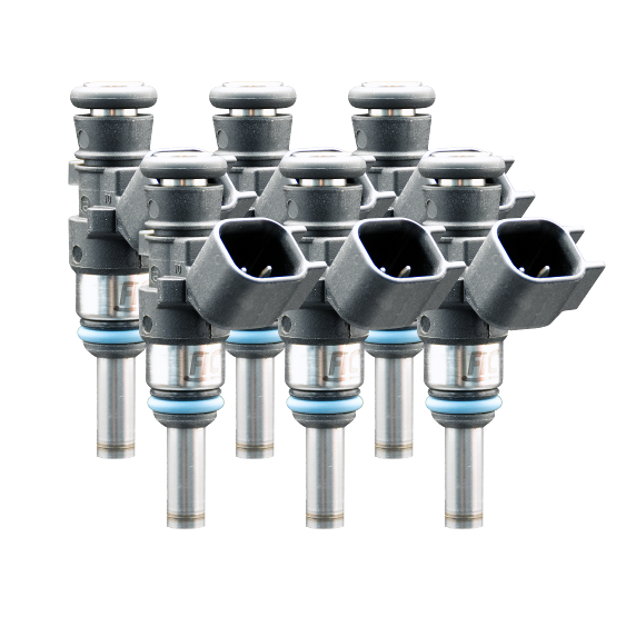FIC ISC-1440H-6 1440cc SHORT high impedance six cylinder fuel injectors with stainless alloy valves, Data Match Technology, and solder-in pigtails
