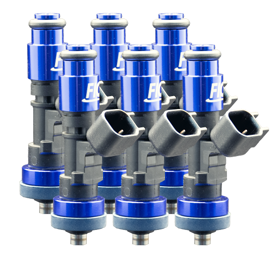 FIC 445cc custom fuel injectors for six cylinder engines with 64mm body and 14mm top 21mm bottom O-ring configuration Product Code 0445-64-14-21-6