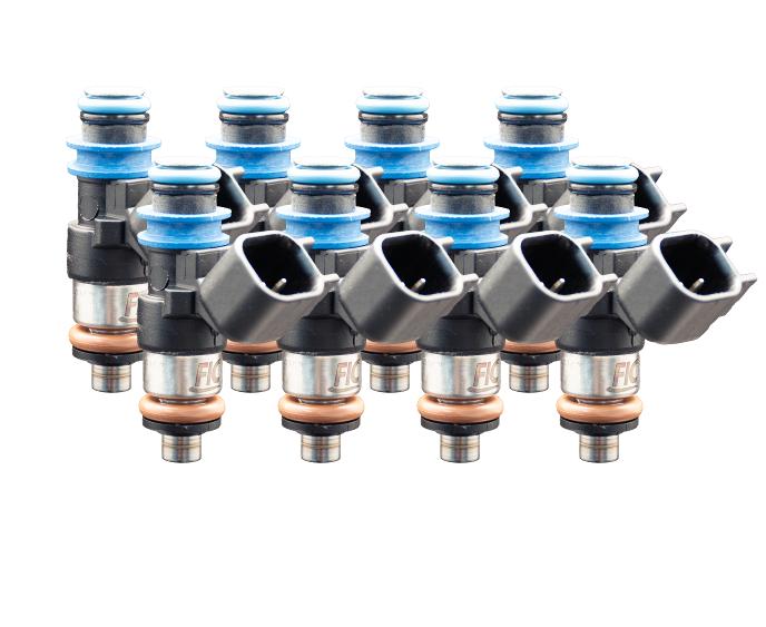 Fuel Injector Clinic 540cc SHORT eight cylinder fuel injector set 38mm with 11mm top and 15mm bottom O-rings 0540-38-11-15-8