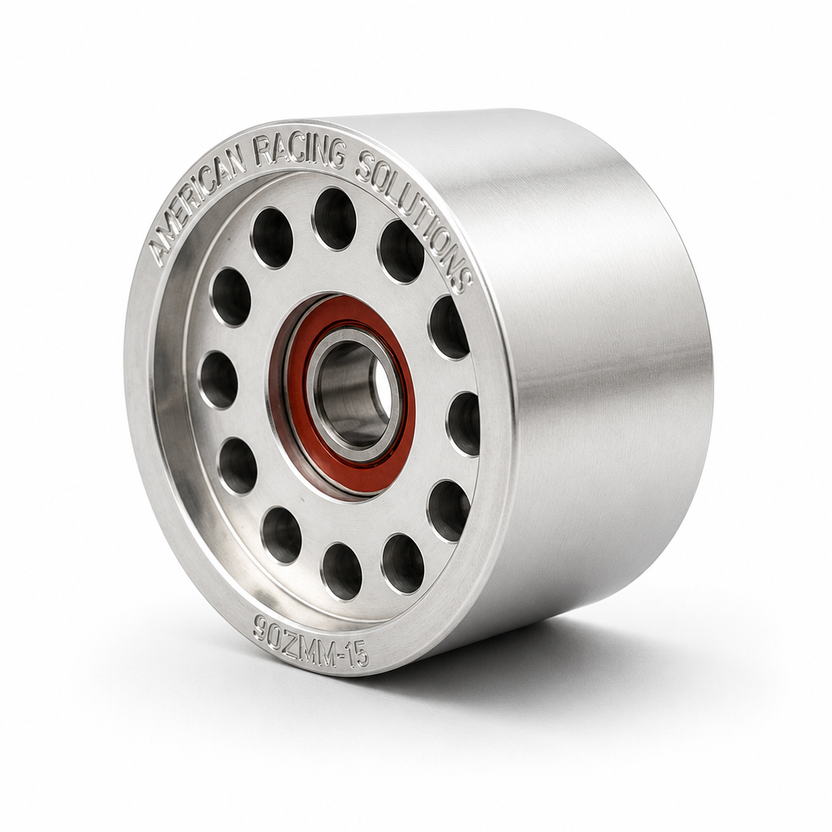 ARS 90mm x 12 Rib Smooth Billet Pulley - Double Bearing ARS009012DBS