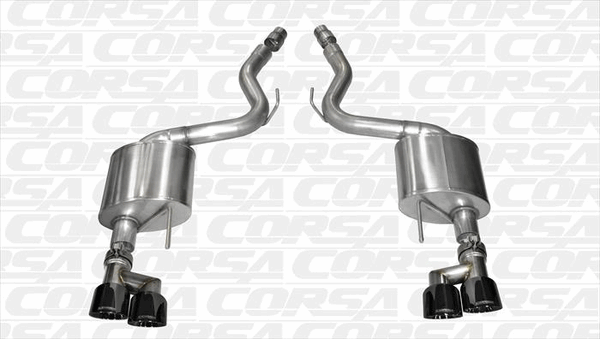 Corsa Axle-Back Exhaust - Sport - 4" Black Twin Tips (2015 - 2017 Mustang GT Coupe - Premium Pkg) 14334BLK