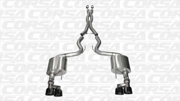 Corsa 3" Catback Exhaust - Xtreme - 4" Black Twin Tips (2015 - 2017 Mustang GT Coupe - Premium Pkg) 14335BLK