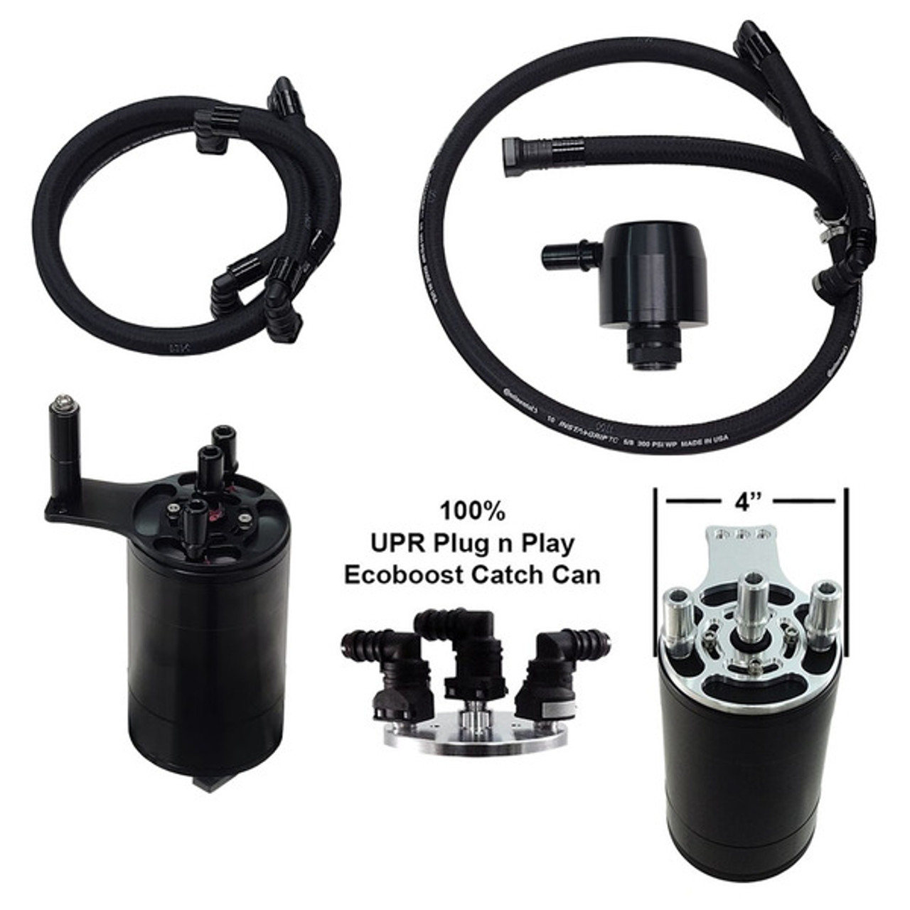 UPR Products 4 Mega Catch Can w/CSS Plug & Play Black (11-14 F150 Eco)