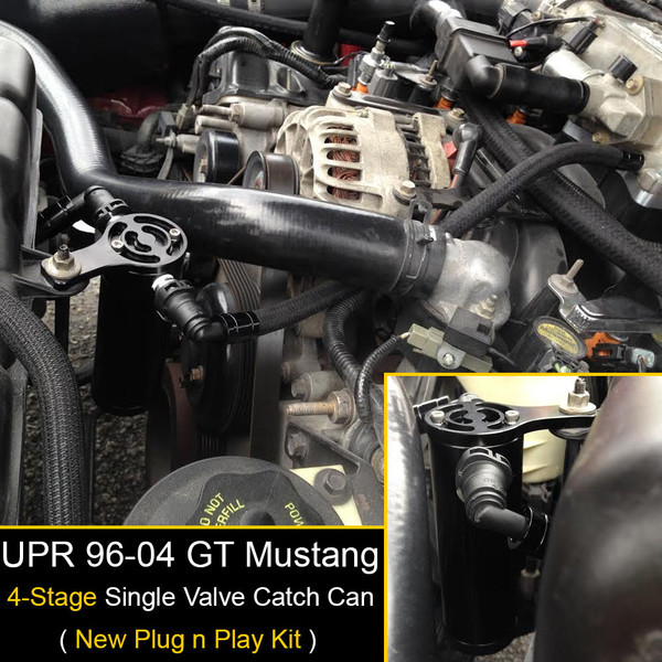 UPR Products Plug N Play SC Oil Catch Can Separator Satin (1996-2004 Mustang GT) 5028-126