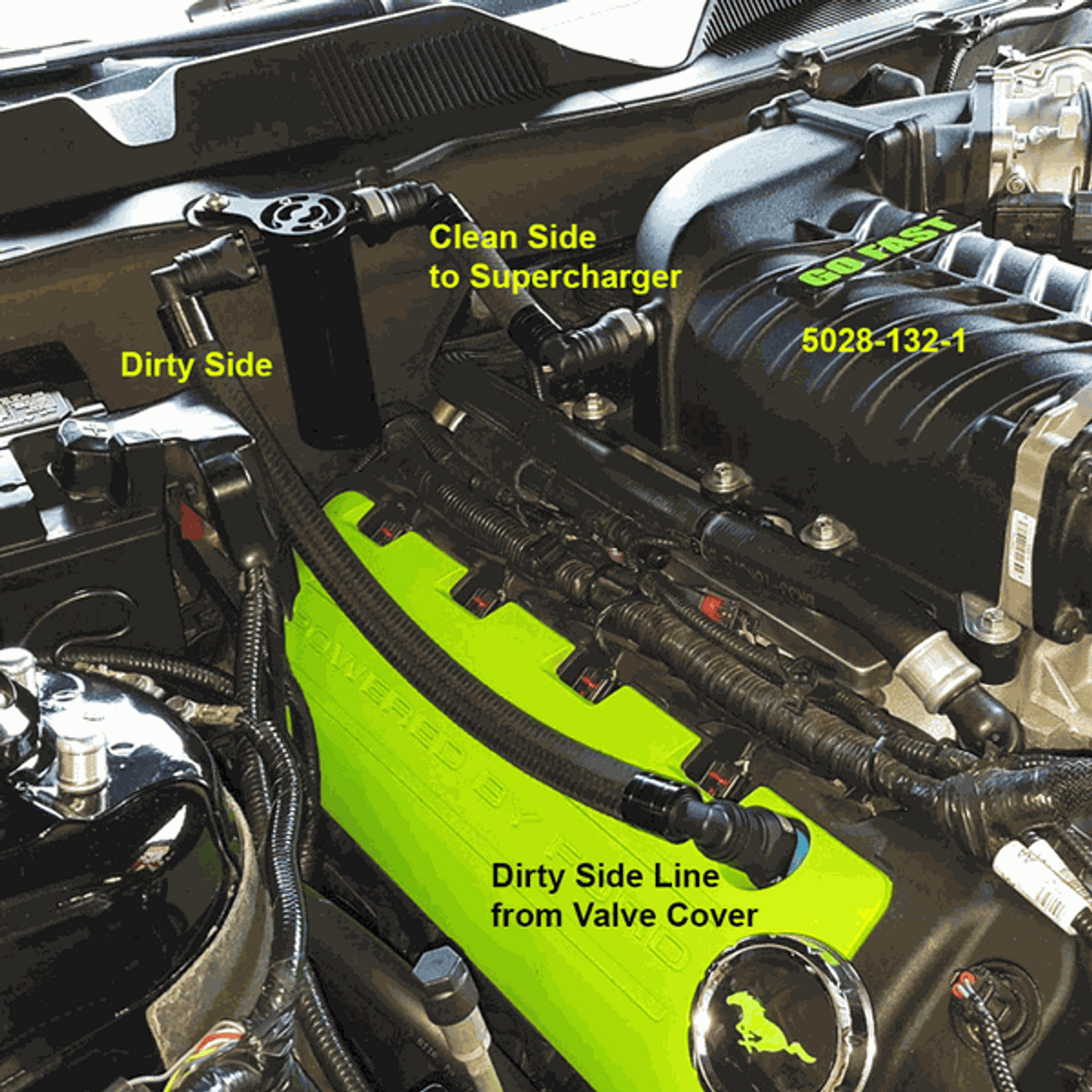 UPR Products Oil Catch Can TVS Supercharger Firewall Mount Black (11-14 Mustang GT) 5028-132-1