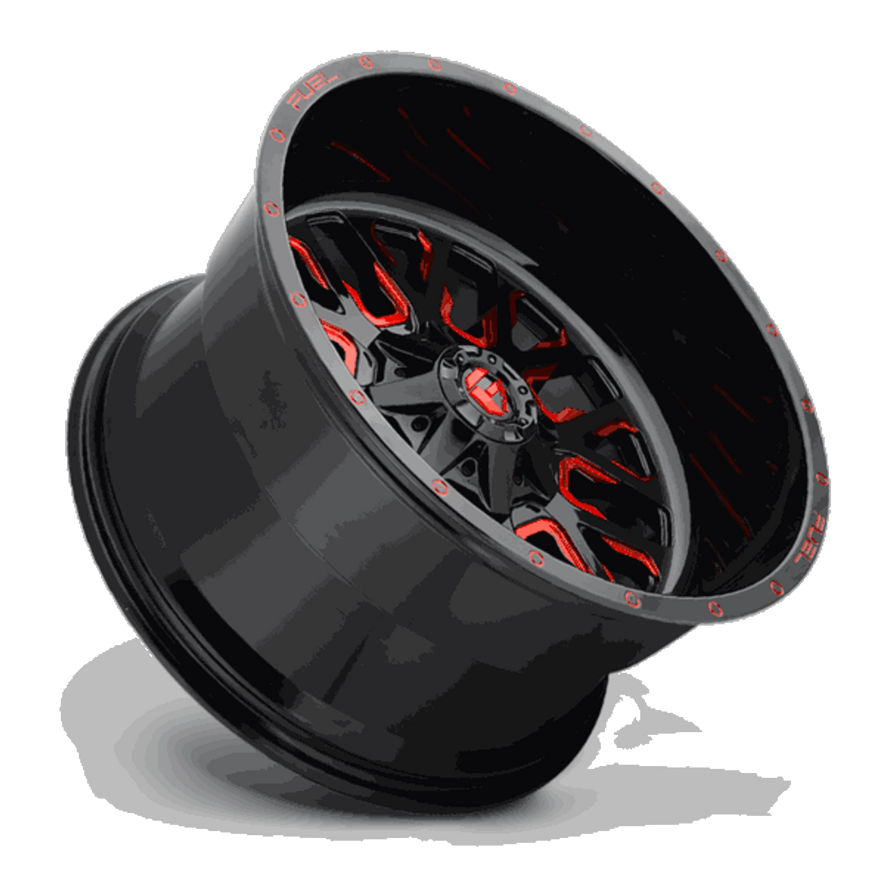 Fuel Off-Road 18x9 Stroke Wheel 5 Bolt -12 ET Gloss Black w/Candy Red D612