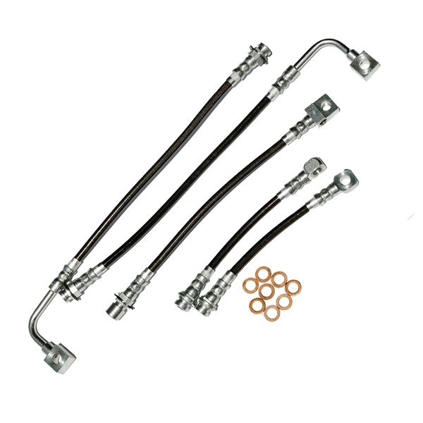 J&M Stainless Steel Brake Hose Kit - Front & Rear - Black (1998 - 2002 Camaro / Firebird - No Traction Control) 22507-B