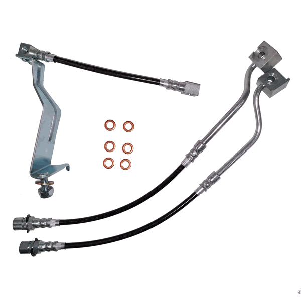 J&M Stainless Steel Brake Hose Kit - Front & Rear - Black (1987 - 1993 Mustang) 22515-B