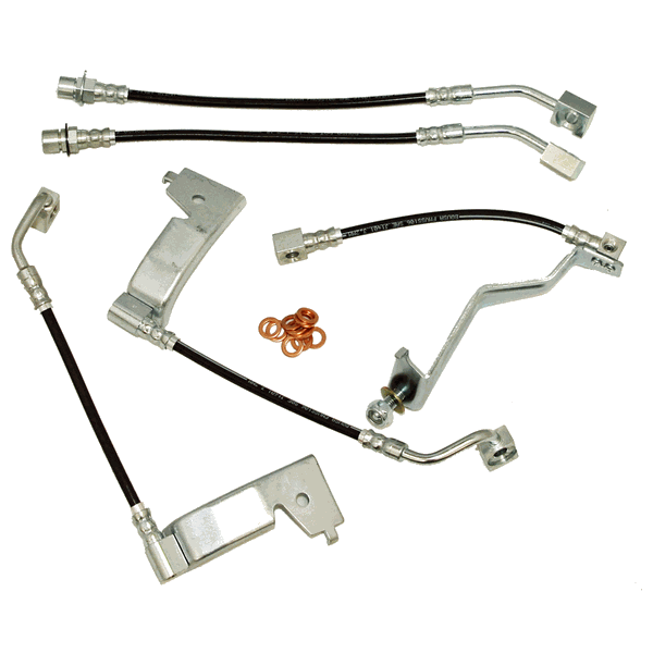 J&M Stainless Steel Brake Hose Kit - Front & Rear - 5 Hose - Black (1994 - 1995 Mustang) 22550-B