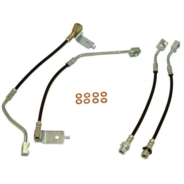 J&M Stainless Steel Brake Hose Kit - Front & Rear - Clear (1996 - 1998 Mustang) 22551-C