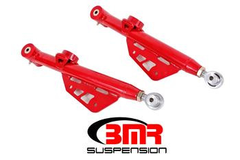 BMR Lower Control Arms - DOM - Single Adjustable - Polyurethane/Rod End - Red (1979 - 1998 Mustang) TCA049R