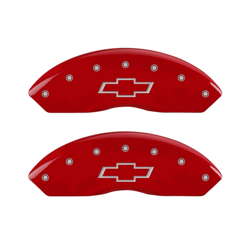 MGP Caliper Covers Bowtie Logo Red Finish Silver Characters (2015 - 2020 Colorado) 14235SBOWRD