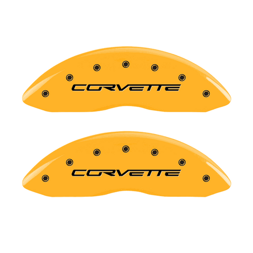 MGP Caliper Covers C6 Logo Yellow Finish Black Characters (2005 - 2013 Corvette) MGP-13008SCV6YL