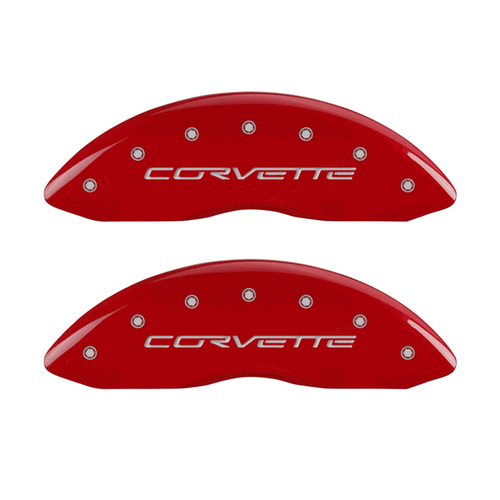 MGP Caliper Covers C6 Logo Red Finish Silver Characters (2005 - 2013 Corvette) 13008SCV6RD
