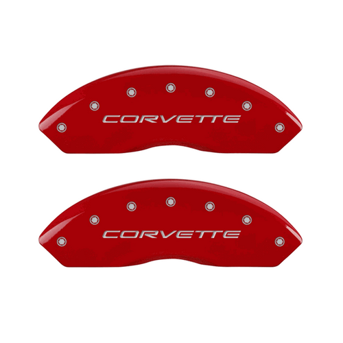 MGP Caliper Covers C5 Logo Red Finish Silver Characters (1997 - 2004 Corvette) 13007SCV5RD