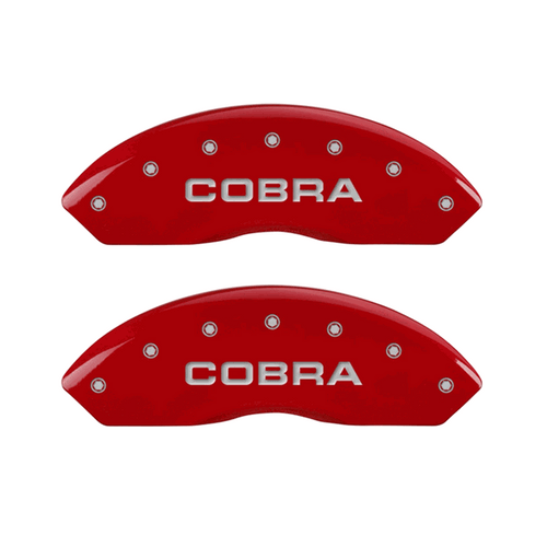 MGP Caliper Covers Cobra & Snake Logo Red Finish Silver Characters (1997 - 2004 Mustang Cobra) 10017SCNKRD