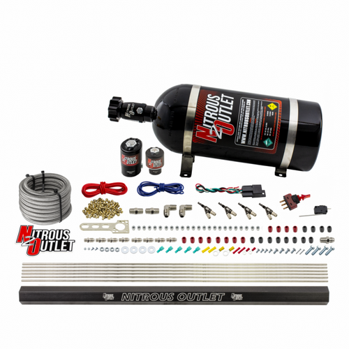 Nitrous Outlet 4 Cylinder 2 Solenoid Direct Port System With Single Injection Rail (Gas) 45-55 PSI 00-10363-R