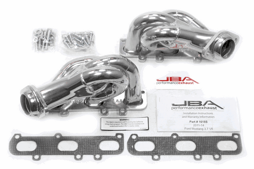 JBA Performance 1-5/8" Shorty Headers Silver Ceramic (11-17 Mustang V6) 1618SJS