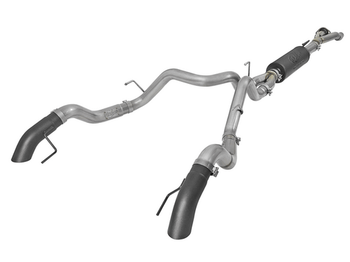 aFe Mach Force-XP Hi Tuck 3" to Dual 4" Cat-Back Exhaust System Black Tips (17-18 Raptor) 49-33095-B
