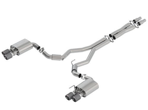 Borla Cat-Back Exhaust System - S-Type - Carbon Fiber Tips (2018 - 2023 Mustang GT - Active Exhaust) 140742CF