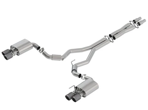 Borla Cat-Back Exhaust System - S-Type - Black Carbon Fiber Tips (2018 - 2023 Mustang GT - Active Exhaust) 140742CFBA