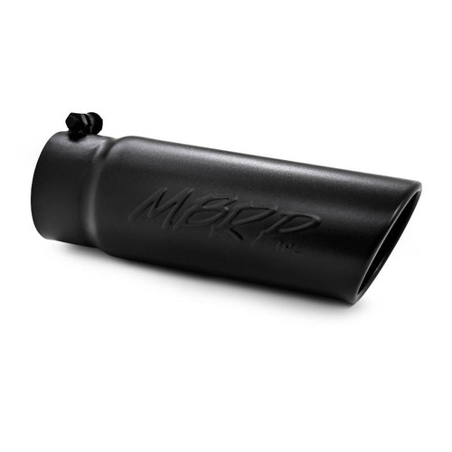 MBRP Tip, 4" O.D. Angled Rolled End 31/2" inlet 12" length, T304 Black Finish (Universal) T5112BLK