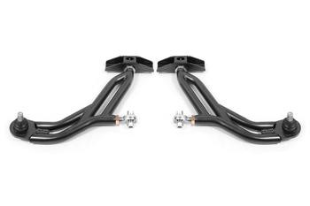 BMR A-Arms - Lower - Adjustable - Delrin / Rod End - 19mm Tall Ball Joint - Black (2010 - 2014 Mustang) AA757H