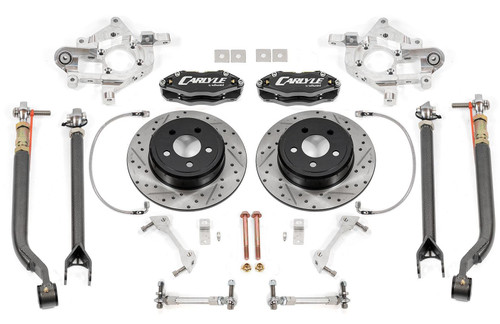 Carlyle by BMR 15" Conversion Kit w/ Rear Suspension Package - Drilled & Slotted Rotors - Black Calipers (2006 - 2023 Charger / 2008 - 2023 Challenger) DRP110H