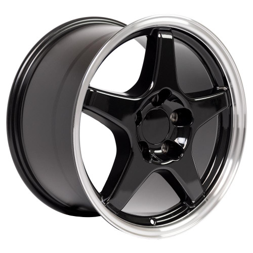 Replica CV01 17x9.5 Wheel - 5x120.65 BP 56 ET - Gloss Black Machined Lip (1993 - 2002 Camaro & Firebird / 1988 - 2004 Corvette) CV01-17095-5475-56BM