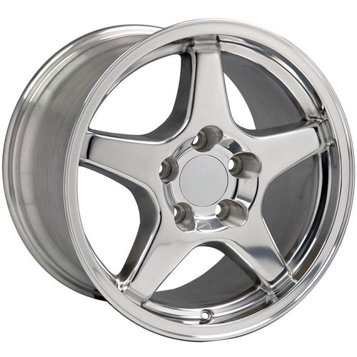 Replica CV01 17x11 Wheel - 5x120.65 BP 50 ET - Polished (1993 - 2002 Camaro & Firebird / 1988 - 2004 Corvette) CV01-17110-5475-50P
