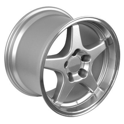 Replica CV01 17x11 Wheel - 5x120.65 BP 50 ET - Gloss Silver Machined Lip (1993 - 2002 Camaro & Firebird / 1988 - 2004 Corvette) CV01-17110-5475-50SM
