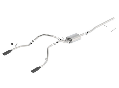 Borla Catback Exhaust System - S-Type - Black Chrome Tips (2014 - 2019 Silverado 1500 / 2014-2019 Sierra 1500) 140536BC